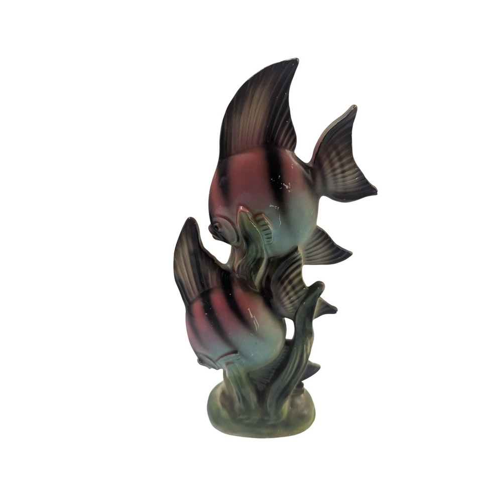 Vtg Rossini Japan Ceramic Angelfish Figurine Mid Century Modern Tropical Fish